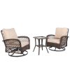 3 Pieces Patio Furniture Set, Outdoor Swivel Gliders Rocker, Wicker Patio Bistro Set with Rattan Rocking Chair