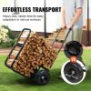 VEVOR Firewood Log Cart, 250 lbs Load Capacity, Outdoor and Indoor Wood Rack Storage Mover with Pneumatic Rubber Wheels, Heavy Duty Steel Dolly Hauler