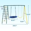 Swing Set for Kids Outdoor Backyard Playground Swing Set with Ladder and Basketball Hoop