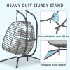 Double Swing Egg Chair with Stand, Large Hand-Woven Wicker Rattan Hanging Chair for 2 People, Porch Loveseat with Thick Cushion