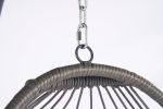 Outdoor Garden Rattan Egg Swing Chair Hanging Chair Dark Blue Cushion