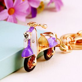 Creative Water Drill Electric Bicycle Car Key Ring (Color: Purple)