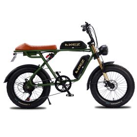 AKEZ S1 750W 48V 20 Inch Flat Tire Electirc Bicycle (battery: 26AH, Color: Green)