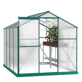 Polycarbonate Greenhouse,6'x 8' Heavy Duty Walk-in Plant Garden Greenhouse for Backyard/Outdoor (Color: as Pic)