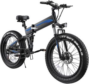 1PC 26 Inch 3 modes Fat Tire Folding Ebike with 48V 500W High-Speed Brushless Motor (Color: Blue)