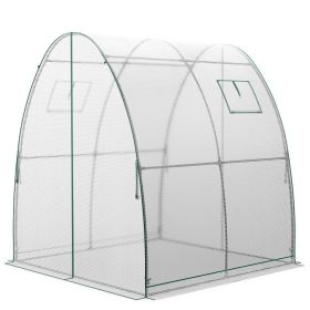 6 x 6 x 6.6 FT Outdoor Wall-in Tunnel Greenhouse (Color: White)