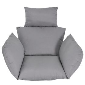 Egg Chair Cushion Hanging Basket Seat Cushion Thicken Soft Egg Swing Chair Pad Hanging Egg Chair Cushion with Headrest (Color: Grey)