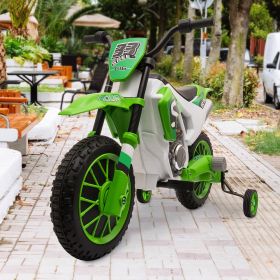 12V Kids Ride on Toy Motorcycle, Electric Motor Toy Bike with Training Wheels for Kids 3-6, Green (Color: As Picture)