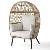 Outdoor Wicker Fixed Egg Chair with Cream Cushions