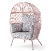 Outdoor Wicker Fixed Egg Chair with Cream Cushions