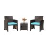 3 Pieces Patio Wicker Furniture Set with Storage Table and Protective Cover