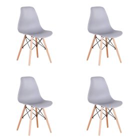 Set of 4 Modern Style Dining Chair, Shell Lounge Plastic Chair for Kitchen, Dining, Bedroom (Color: Gray)