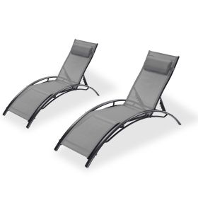 2PCS Set Chaise Lounges Outdoor Lounge Chair Lounger Recliner Chair For Patio Lawn Beach Pool Side Sunbathing (Color: as Pic)