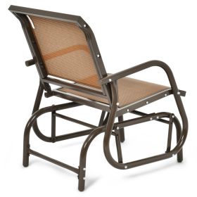 Outdoor Single Swing Glider Rocking Chair with Armrest (Color: Brown)