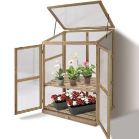 30 x 22 x 43 Inch Garden Portable Wooden Greenhouse (Color: Natural)