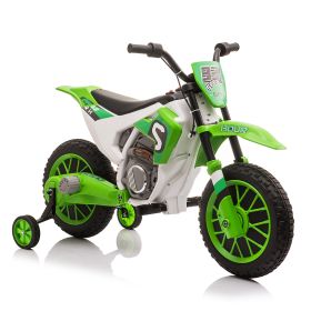 12V Kids Ride on Toy Motorcycle, Electric Motor Toy Bike with Training Wheels for Kids 3-6, Green (Color: as Pic)