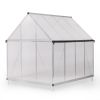 6x8 FT Polycarbonate Greenhouse, Outdoor Walk-in Green House with Vent Window, Hinged Door, Rain Gutter