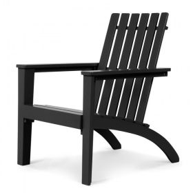 Outdoor Durable Patio Acacia Wood Adirondack Lounge Armchair (Color: Black)