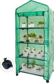 Walk In Greenhouse With Shelves,Walk-In Plant Green House With Durable Green PE Cover, 3 Tiers 6 Shelves Stands with Ground Pegs & Ropes for Stability (Style: Mini)