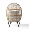 Outdoor Wicker Fixed Egg Chair with Cream Cushions