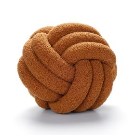 Soft Knot Ball Pillows Throw Knotted Handmade Round Plush Pillow (Size: 35CM, Color: Brown)