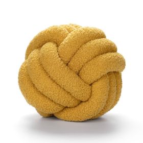 Soft Knot Ball Pillows Throw Knotted Handmade Round Plush Pillow (Size: 22CM, Color: Yellow)