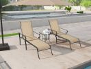 3 Pack Patio Lounge Chair, Outdoor Chaise Lounge with 5 Adjustable Backrest, Sturdy Steel Frame, Sunbathing Recliner, Beach Chair