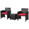 3 Pieces Patio Wicker Furniture Set with Storage Table and Protective Cover