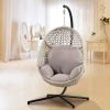 Large Hanging Egg Chair with Metal Stand and UV Resistant Cushion Hammock Chairs with C-Stand for Outdoor Indoor