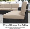 7/8 Pieces Outdoor Patio Furniture Set with Fire Pit Table Rattan Sectional Sofa Conversation Sets Moden Set for Garden