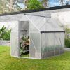 6x8 FT Polycarbonate Greenhouse, Outdoor Walk-in Green House with Vent Window, Hinged Door, Rain Gutter