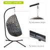 Wicker Hanging Swing Chair;  Rattan Hanging Egg Chair with Durable Stand and Waterproof Cushion for Outdoor Garden or Indoor Living Room