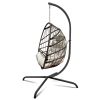 Swing Egg Chair with Stand Indoor Outdoor, UV Resistant Cushion Hanging Chair with Guardrail and Cup Holder