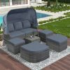 U_STYLE Outdoor Patio Furniture Set Daybed Sunbed with Retractable Canopy Conversation Set Wicker Furniture (As same as WY000281AAE)