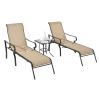 3 Pack Patio Lounge Chair, Outdoor Chaise Lounge with 5 Adjustable Backrest, Sturdy Steel Frame, Sunbathing Recliner, Beach Chair