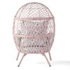 Outdoor Wicker Fixed Egg Chair with Cream Cushions