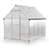 6x8 FT Polycarbonate Greenhouse, Outdoor Walk-in Green House with Vent Window, Hinged Door, Rain Gutter