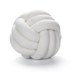 Soft Knot Ball Pillows Throw Knotted Handmade Round Plush Pillow (Size: 35CM, Color: White)