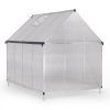 6x8 FT Polycarbonate Greenhouse, Outdoor Walk-in Green House with Vent Window, Hinged Door, Rain Gutter