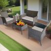 Outdoor Furniture & Patio Set - Patio Furniture Set 4 Pieces - Rattan Wicker Sofa & Patio chairs Ensemble - Ideal for Garden, Deck, Yard, Pool