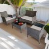 Outdoor Furniture & Patio Set - Patio Furniture Set 4 Pieces - Rattan Wicker Sofa & Patio chairs Ensemble - Ideal for Garden, Deck, Yard, Pool