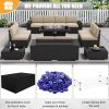 7/8 Pieces Outdoor Patio Furniture Set with Fire Pit Table Rattan Sectional Sofa Conversation Sets Moden Set for Garden