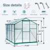 Polycarbonate Greenhouse,6'x 8' Heavy Duty Walk-in Plant Garden Greenhouse for Backyard/Outdoor